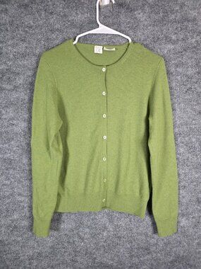TSE Sweater Womens Small Green 100% Cashmere Button Cardigan Stains Flawed